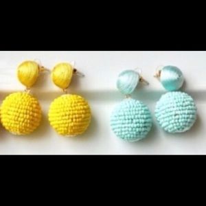 💕NWT BEADED BALL DROP EARRINGS! BLUE AND YELLOW!